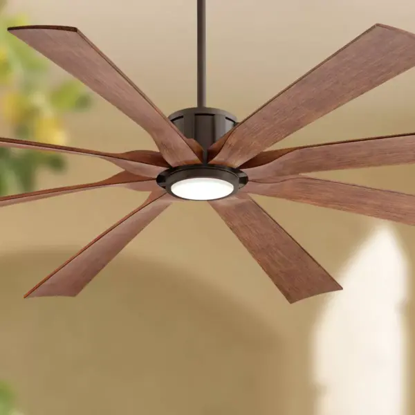 70" Possini Euro Design Modern Outdoor Ceiling Fan with Light LED Dimmable Remote Oil Rubbed Bronze Koa Damp Rated for Patio Porch