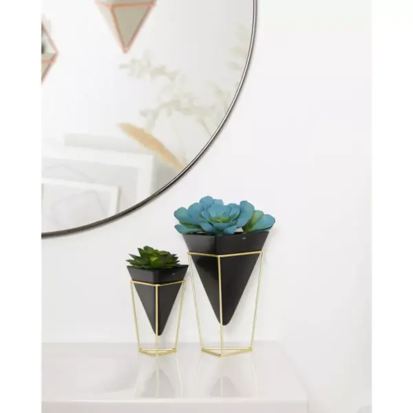 Set of 2 Trigg Tabletop Vessels Black/Brass - Umbra