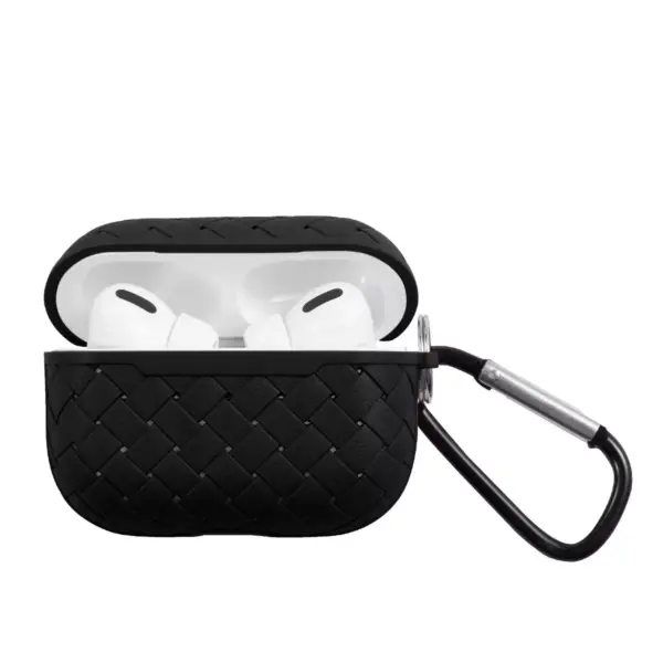 Insten Weave Shape Case For AirPods Pro, Soft TPU Skin Cover with Carabiner, Black