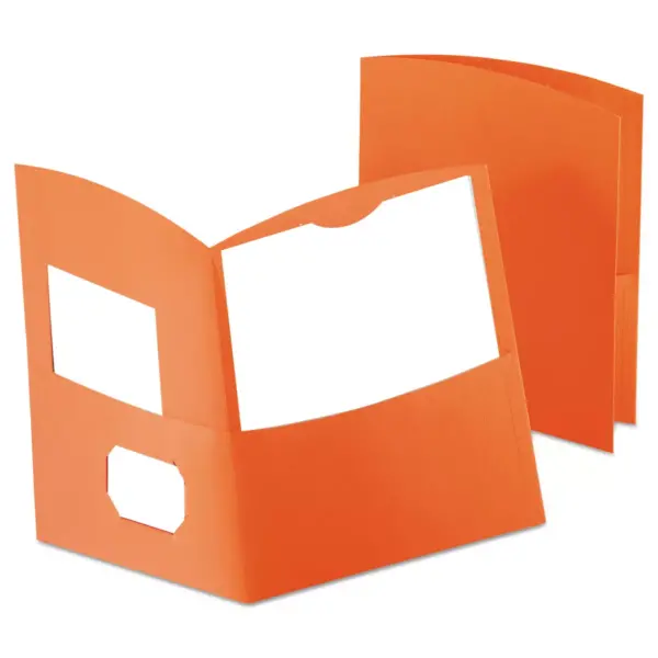 Oxford Contour Two-Pocket Recycled Paper Folder 100-Sheet Capacity Orange 5062580