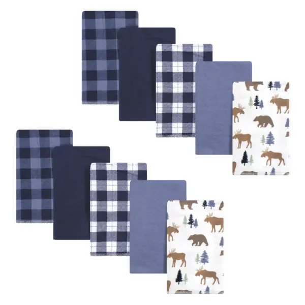 Hudson Baby Infant Boy Cotton Flannel Burp Cloths, Moose Bear, One Size