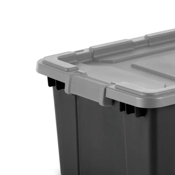 Sterilite 15gal Industrial Tote Black With Gray Lid and Latches