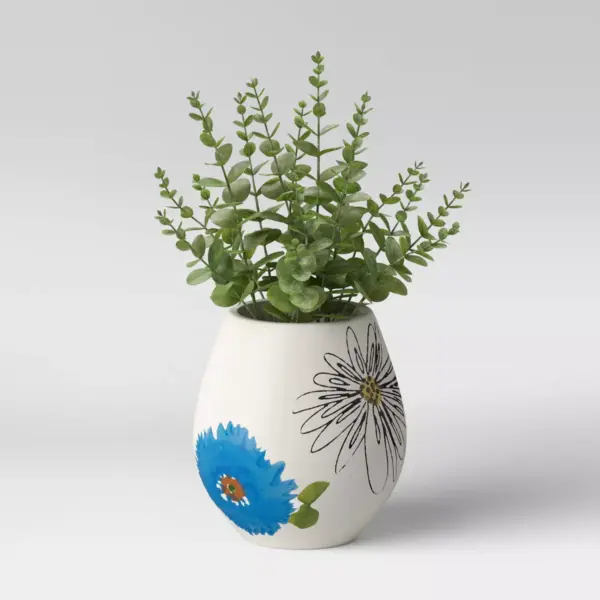 4" Ceramic Floral Planter White - Opalhouse™