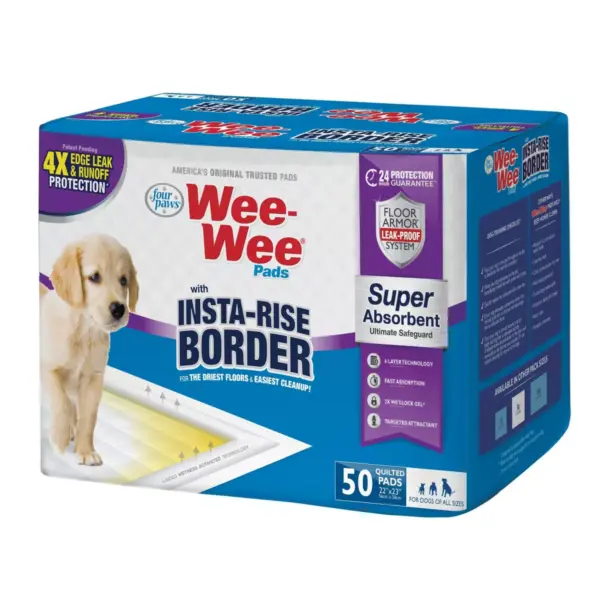 Four Paws Wee-Wee Insta Rise Border Dog Pads - 50ct