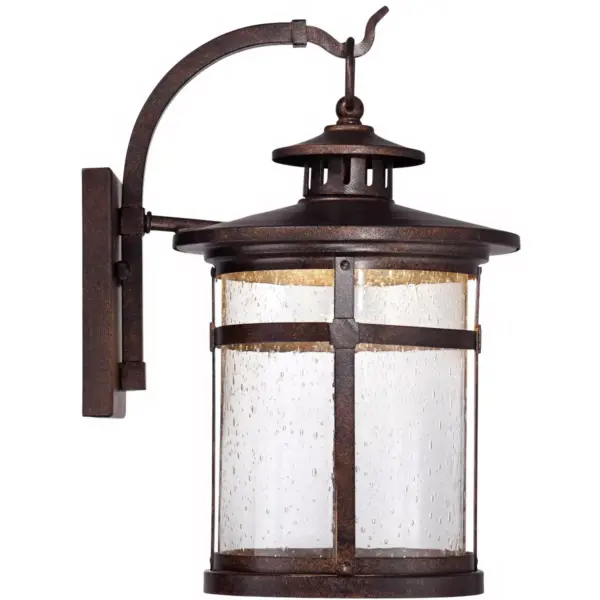 Franklin Iron Works Rustic Outdoor Wall Light Fixture LED Bronze 11 1/2" Seedy Glass Exterior House