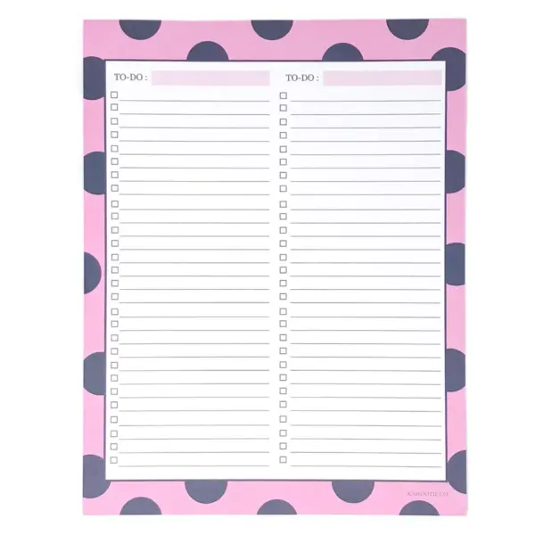 Double To Do List Notepad 8.5"x11" Pink- Kahootie Co