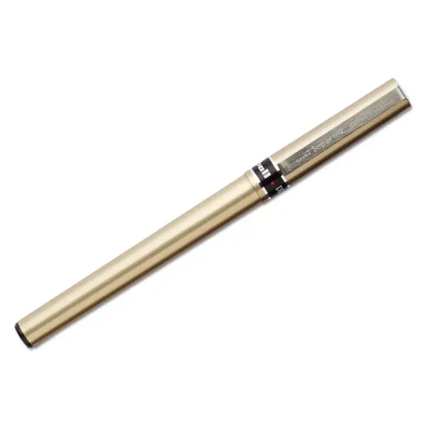 uni-ball Stick Roller Ball Pen Fine 0.7mm Black Ink Champagne Barrel Stand 60052