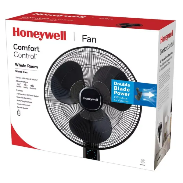 Honeywell Oscillating Stand Fan with Double Blades Black