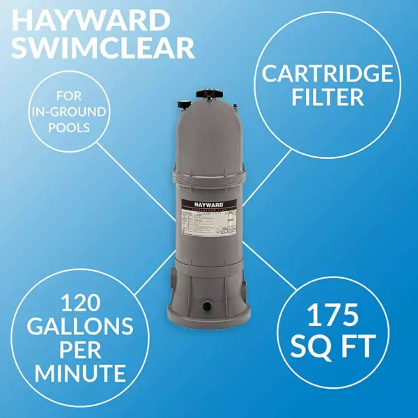 Hayward W3C17502 StarClear Plus 175 Square Feet Outdoor In Ground Swimming Pool Cartridge Filter with Rapid Release Air Valve and Single Locking Knob