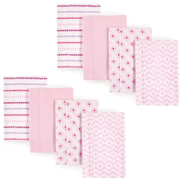 Hudson Baby Infant Girl Cotton Flannel Burp Cloths 8pk, Girl Aztec, One Size