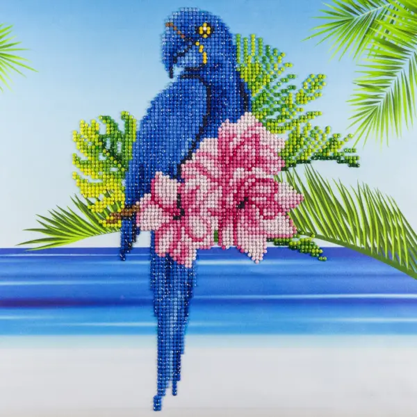 Leisure Arts Diamond Art Intermediate Kit 12"X12"-Blue Parrot