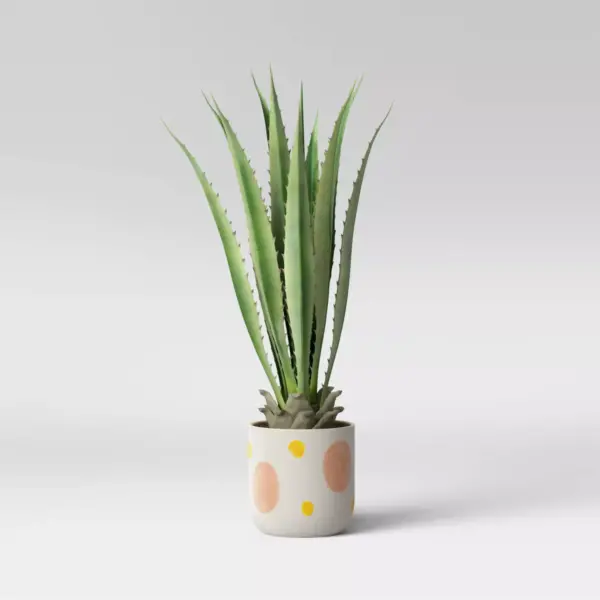 8" Ceramic Stoneware Planter White with Yellow/Pink Dots - Project 62™