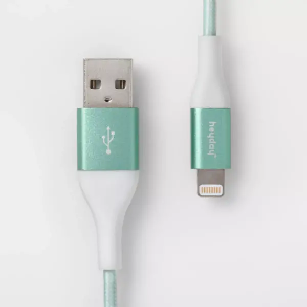 heyday™ Lightning to USB-A Braided Cable 6ft - Teal/White