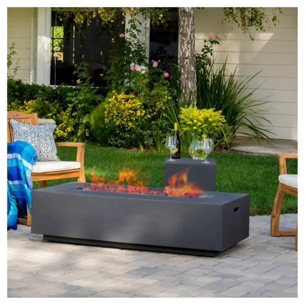 Ixtapa 56" MGO Gas Fire Table with Tank Holder- Rectangular - Dark Gray - Christopher Knight Home