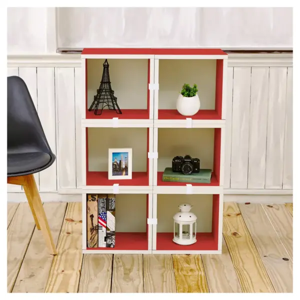 Way Basics Stackable Eco Cube Storage Cubby Organizer Red