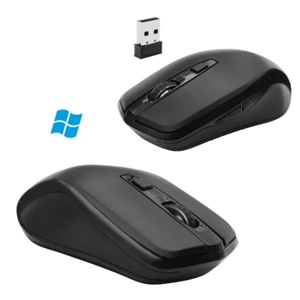 Macally RF Wireless 3 Button, Smooth Soft High DPI Mouse With 3 Button Rechargeable Mouse - Black