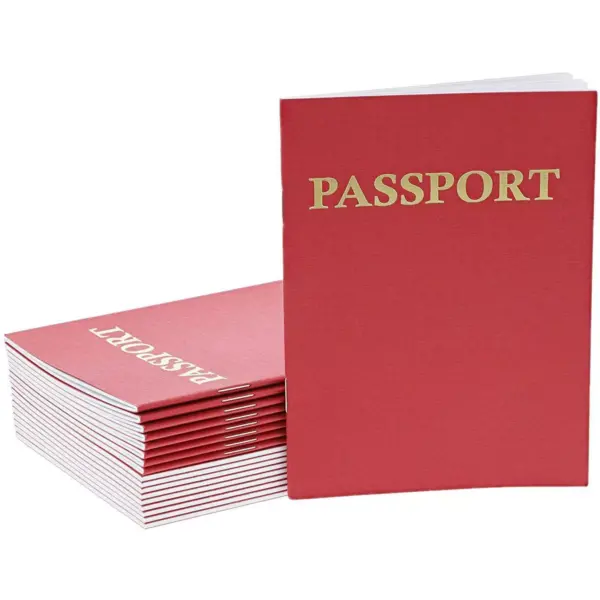 Kids Blank Passport Journal Notebooks (24 Count), Red