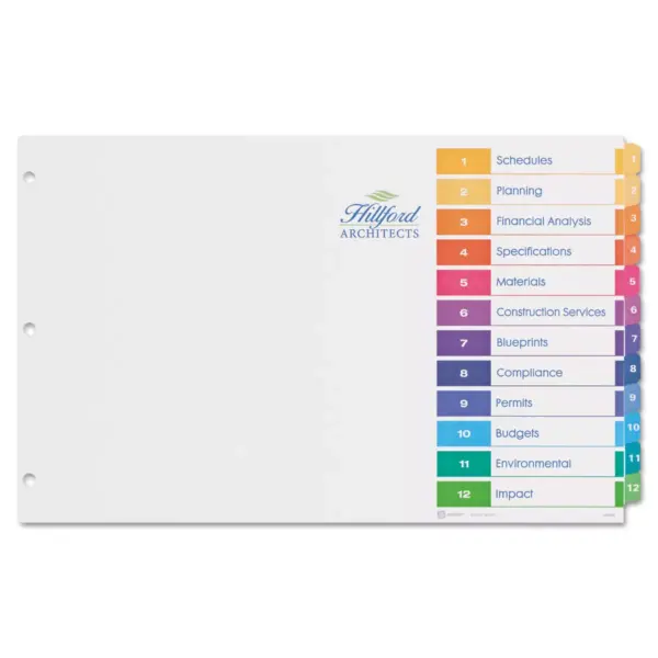 Avery Ready Index Customizable Table of Contents Multicolor Dividers 12-Tab 11 x 17 11149