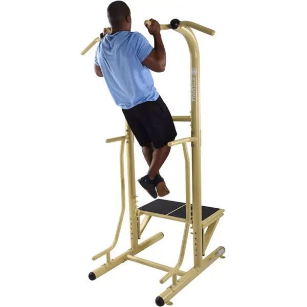 Stamina 65-1485 Weather-Resistant Outdoor Fitness Power Tower Pro Station with Pull-Up Station and Plyo Box, Gold