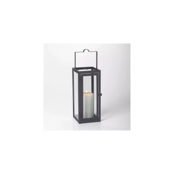 12" Marco Glass Metal Outdoor Lantern with Open Top Black - Smart Living