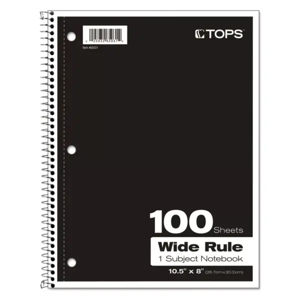 Tops Coil-Lock Wirebound Notebooks Legal/Wide 10 1/2 x 8 White 100 Sheets 65031