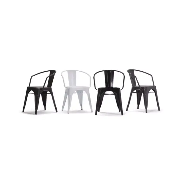 Set of 2 Elisse Metal Dining Armchairs Distressed Black/Silver - WyndenHall