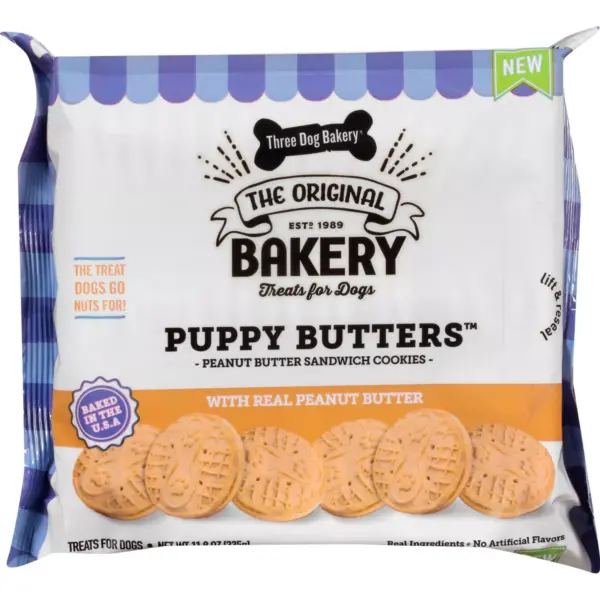 Three Dog Bakery Puppy Peanut Butter Dog Treats - 11.8oz