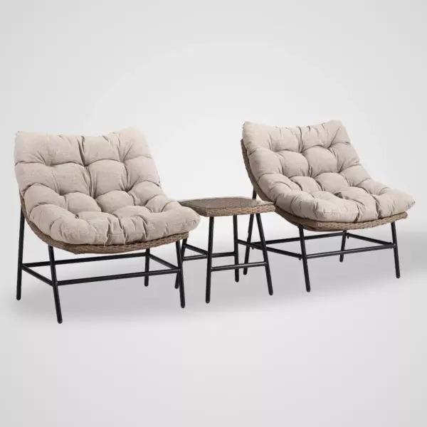 Papasan Scoop 3pc Outdoor Patio Chat Set - Saracina Home