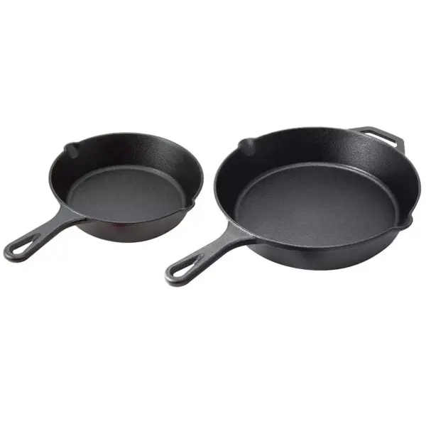 Cuisinel C12608-10 8 Inch and 10 Inch Pre Seasoned Cast Iron Skillet Frying Pan Cookware Set for Indoor and Outdoor Cooking  with Handle Covers