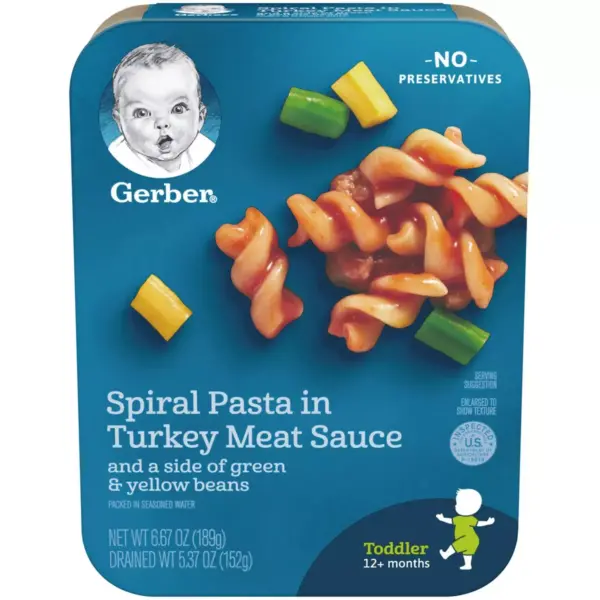 Gerber Lil' Entrees Spiral Pasta in Turkey Meat Sauce with Green and Yellow Beans - 6.67oz