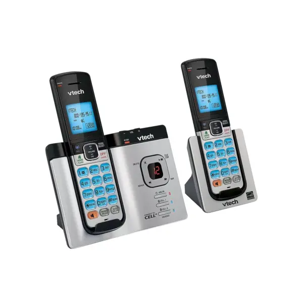 VTech DS6621-2 DECT 6.0 Connect to Cell Answering System with Caller ID/Call Waiting, Silver/Blk, 2 Handsets