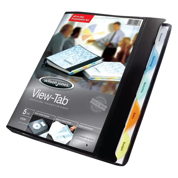 0.625" View-Tab Presentation Ring Binder with Flexible Cover 8.5" x 11" Black - Wilson Jones