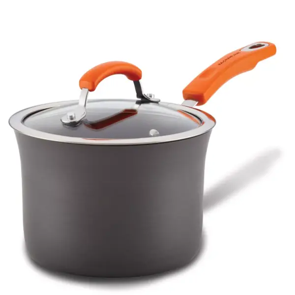 Rachael Ray 3qt Hard Anodized Aluminum Nonstick Saucepan with Orange Handles