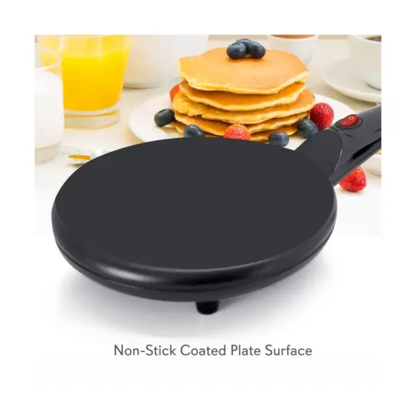 NutriChef Electric Plug In Countertop Crepe Maker and Griddle Hot Plate Cooktop with Automatic Temperature Control, and Cool Touch Handle, Black