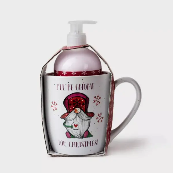 16oz Ceramic I'll Be Gnome Mug and Lotion Gift Set - Peppermint & Pine