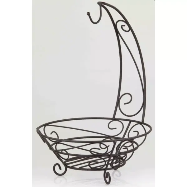 Home Basics Scroll Collection Steel Fruit Basket With Banana Tree, Bronze