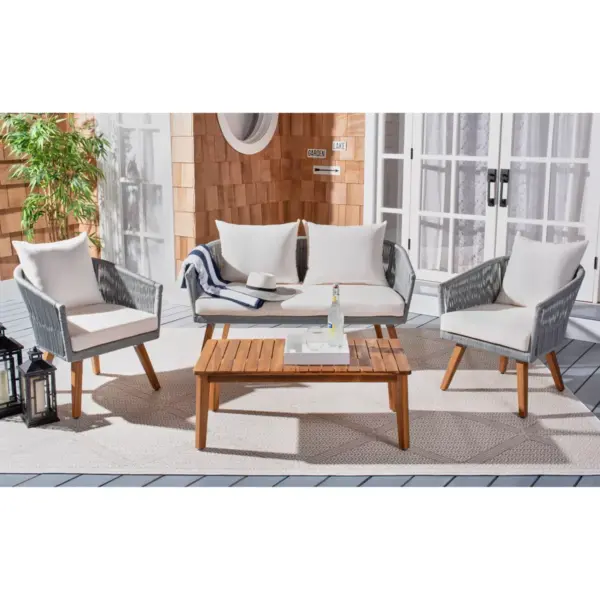 Velso 4pc Living Set - Gray/Beige/Natural - Safavieh