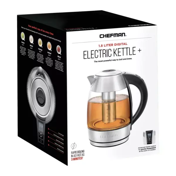 Chefman 1.8L Glass Electric Kettle - Silver