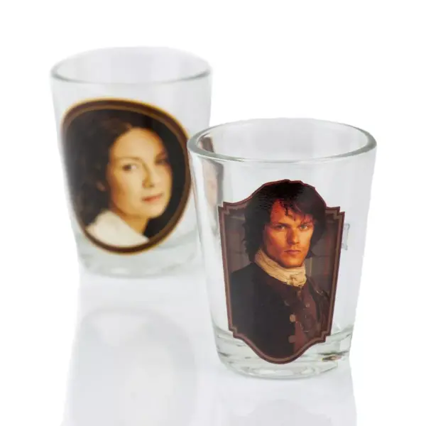 Surreal Entertainment Outlander Collectibles Jamie and Claire Fraser Shot Glasses | Collectors Edition