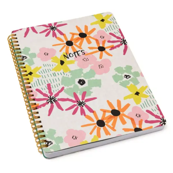 Abstract Floral 'Notes' Spiral Notebook 1 Subject - Roobee