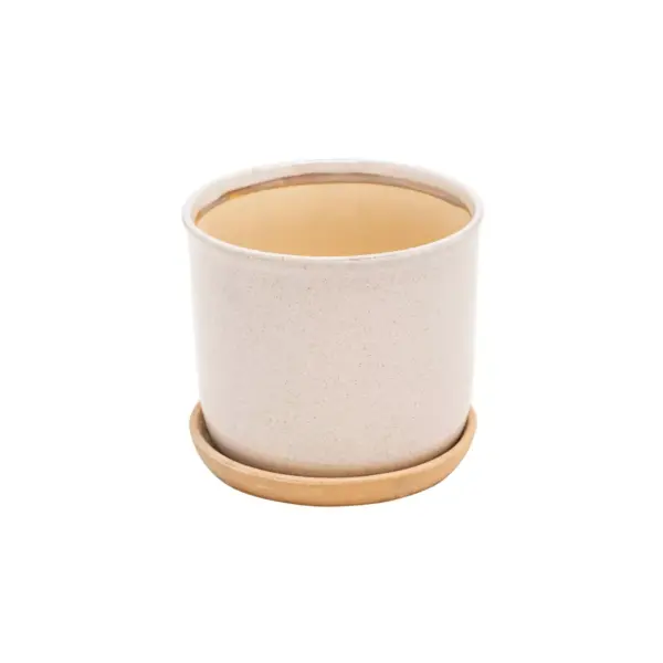 Set of 2 Ceramic Planter with Saucer Beige - Sagebrook Home