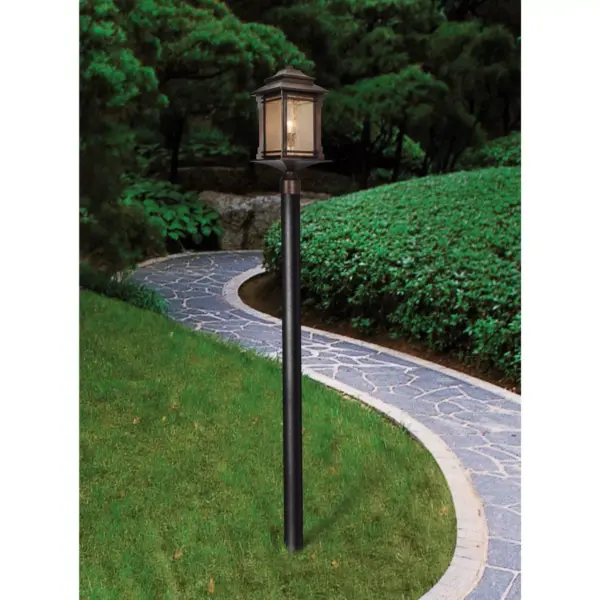 Franklin Iron Works Rustic Outdoor Post Light Walnut Bronze Vintage 21 1/2" Frosted Cream Glass Lantern for Exterior Garden Yard