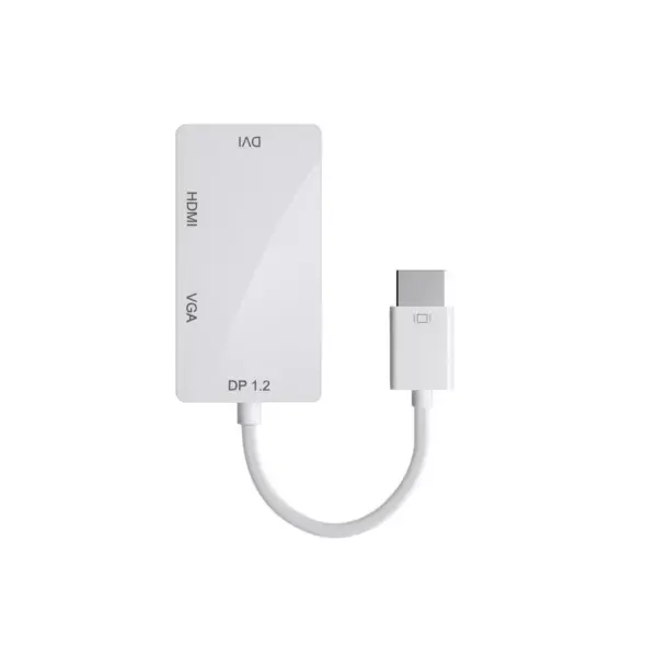 Monoprice DisplayPort 1.2a to 4K HDMI, Dual Link DVI, and VGA Passive Adapter, White