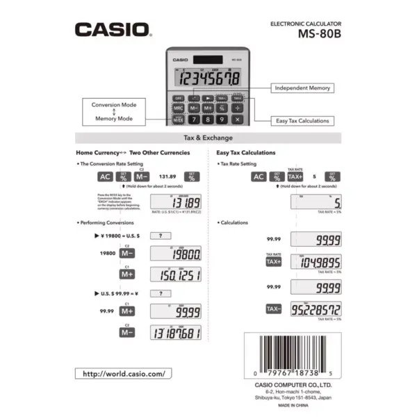 Casio Basic 8-Digit Desktop Calculator (MS-80B)