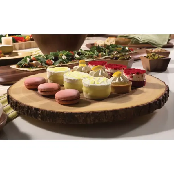 Lipper International Acacia Large Slab Lazy Susan with Bark Rim