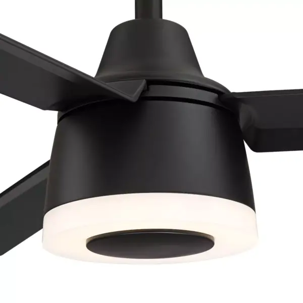 50" Casa Vieja Modern Outdoor Ceiling Fan with Light LED Dimmable Remote Matte Black Damp Rated for Patio Porch