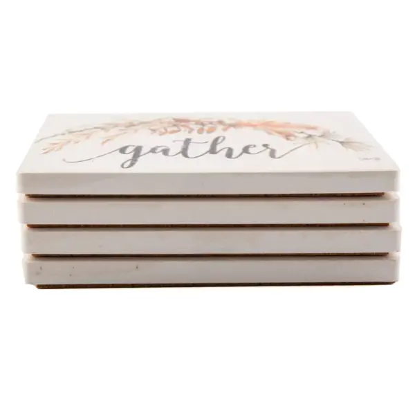 4pk Ceramic Gather Leaves Coasters - Thirstystone