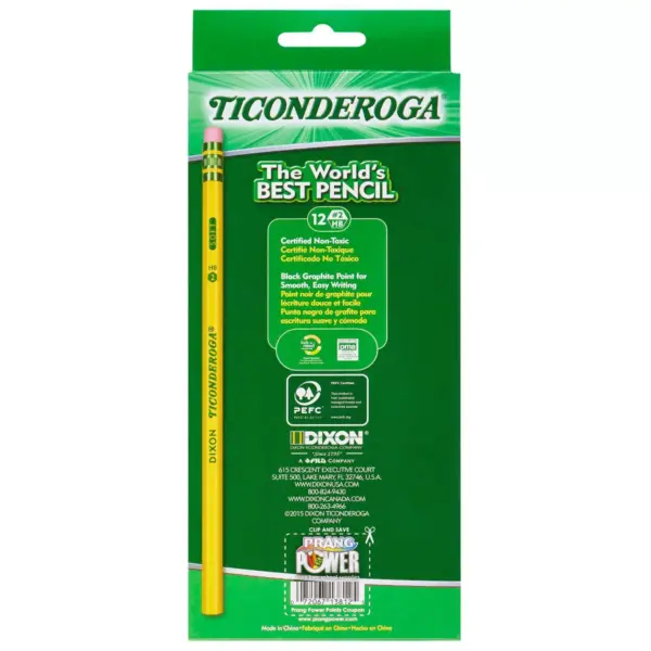 Ticonderoga 12pk #2 Wooden Pencils Yellow