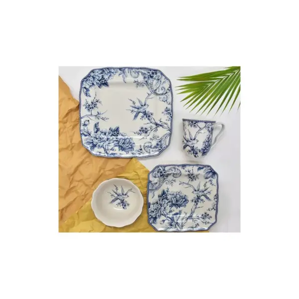 222 Fifth Adelaide Porcelain 16pc Dinnerware Set Blue