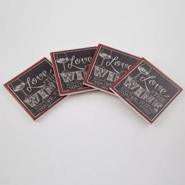 Thirstystone Love the Wine You're With 4 Piece Occasions Coaster Set